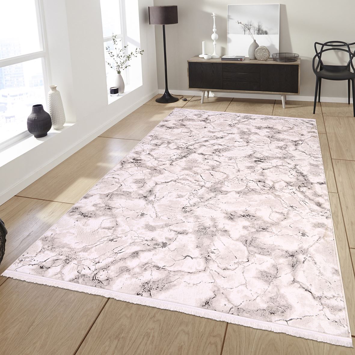 Kaymaz Taban Mermer Desen Vizon Renk Kaymaz Halı - DK81002BM