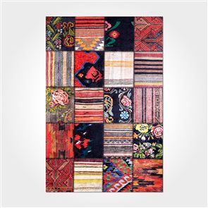 Dekozer Patchwork Kaymaz Taban Yıkanabilir Dijital Baskı Halı DKB1049