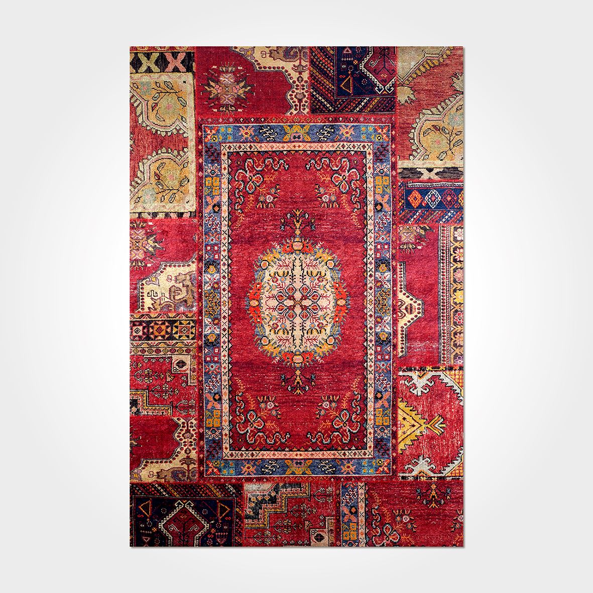 Dekozer Patchwork Klasik Desen Kaymaz Taban Yıkanabilir Dijital Baskı Halı DKB1057