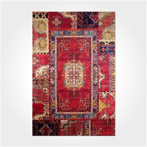 Dekozer Patchwork Klasik Desen Kaymaz Taban Yıkanabilir Dijital Baskı Halı DKB1057