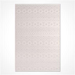 DEKOZER GEOMETRİK DESENLİ KOLAY TEMİZLENİR KREM - GRİ SİSAL HALI DKS11406