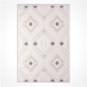 DEKOZER GEOMETRİK DESENLİ KOLAY TEMİZLENİR KREM - GRİ SİSAL HALI DKS11408