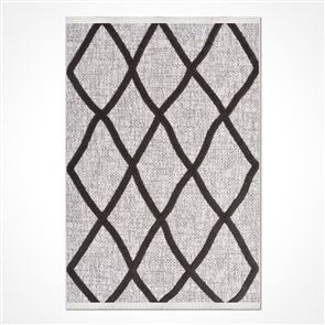 DEKOZER GEOMETRİK DESENLİ KOLAY TEMİZLENİR SİYAH - GRİ SİSAL HALI DKS11414