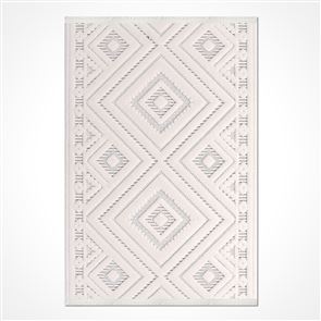 DEKOZER GEOMETRİK DESENLİ KOLAY TEMİZLENİR KREM - GRİ SİSAL HALI DKS11415