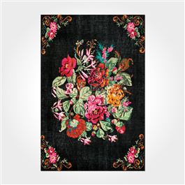 Otantik Desen Eskitme Toz Tutmaz Baskı Kilim - DK91324