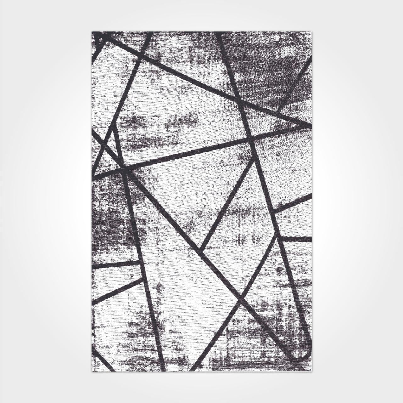 Antrasit Gri Geometrik Desen Modern Kilim - DK82042