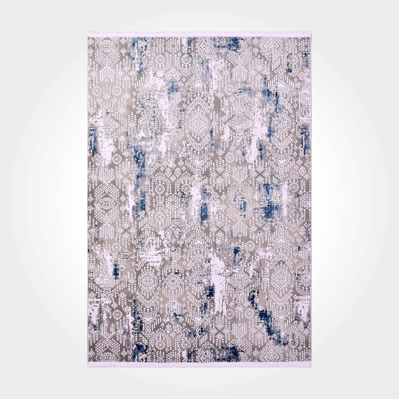 Mavi Gri Etnik Desen Modern Halı - DK92200