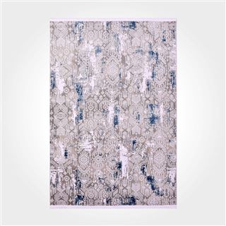 Mavi Gri Etnik Desen Modern Halı - DK92200