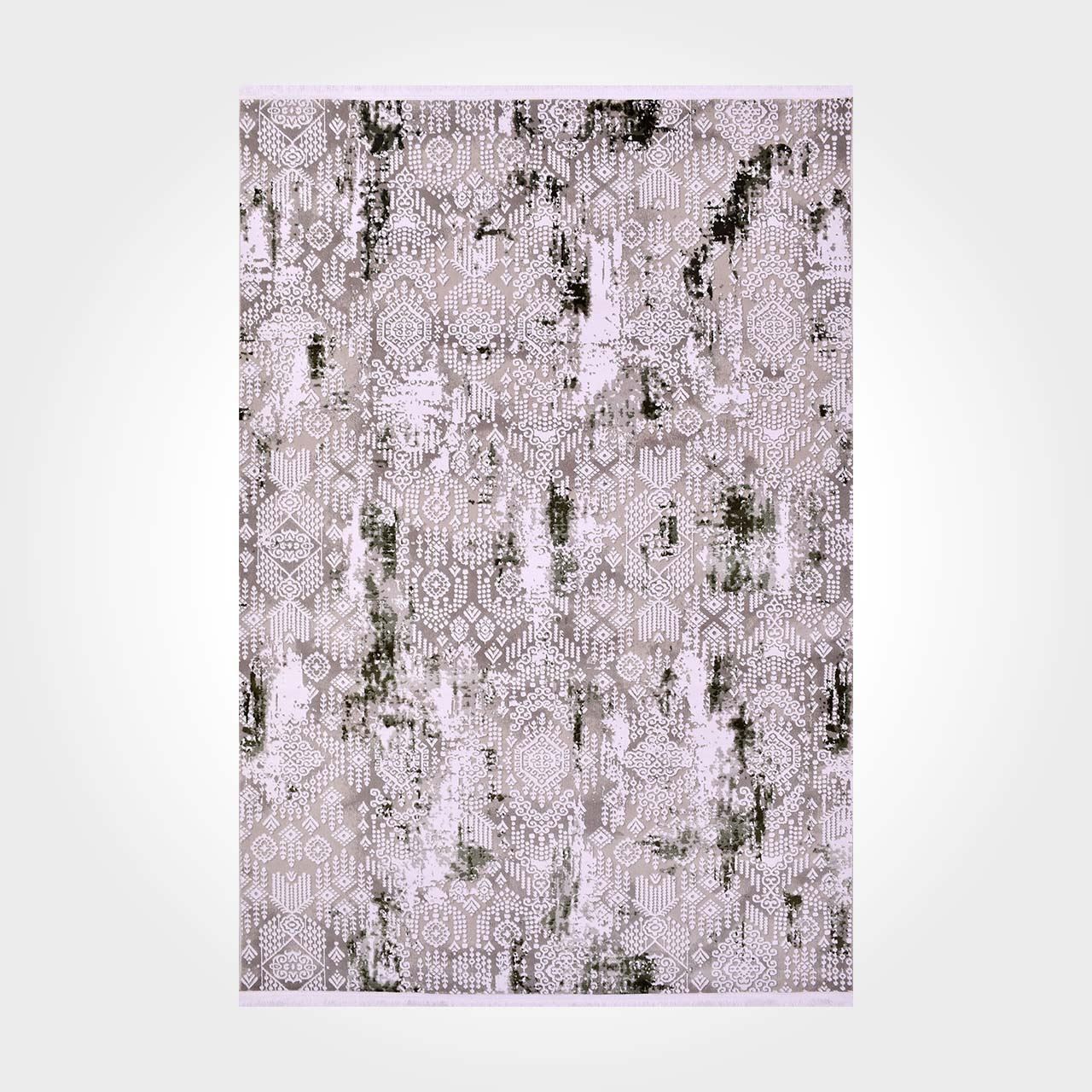 Yeşil Gri Etnik Desen Modern Halı - DK92201