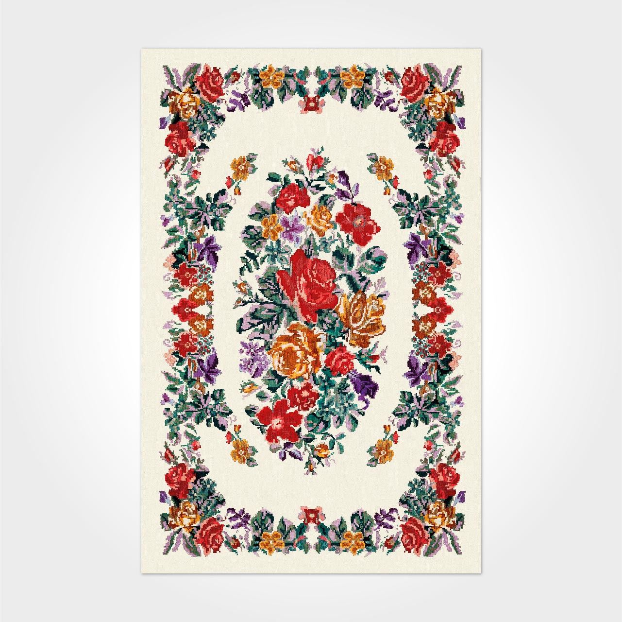Beyaz Karabağ Desen Kilim - DK82021
