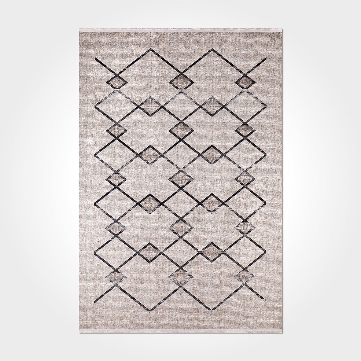 İskandinav Desenli Gri - Siyah Baskılı Kilim - DKB3017