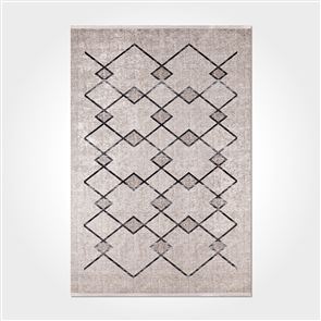 İskandinav Desenli Gri - Siyah Baskılı Kilim - DKB3017