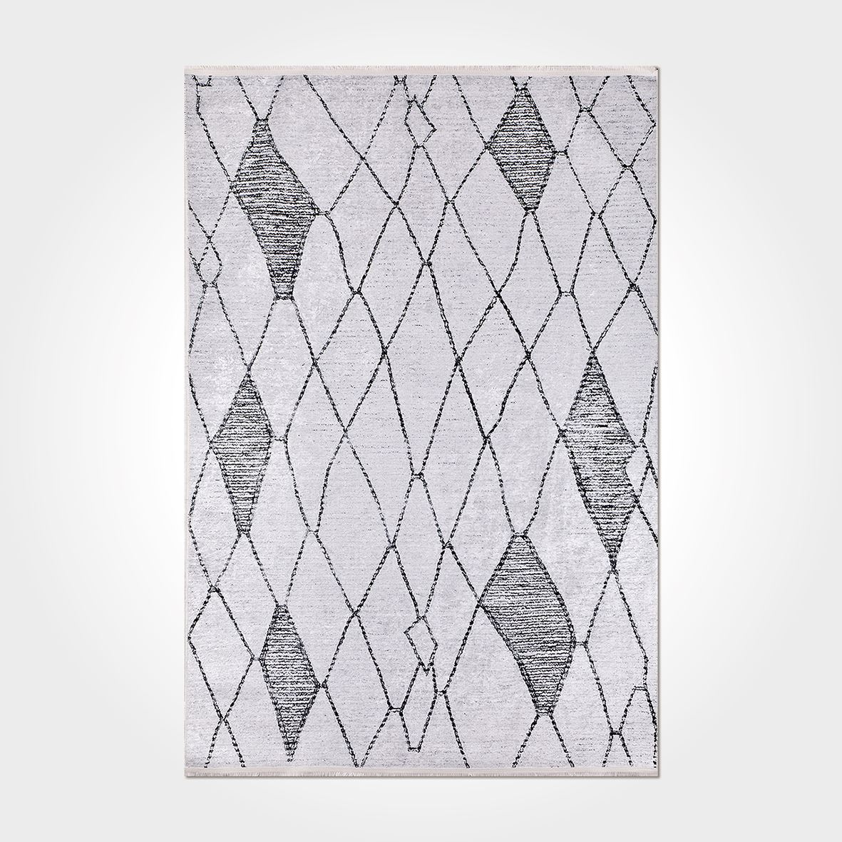 İskandinav Çizgi Desenli Açık Gri Baskılı Kilim - DKB3023