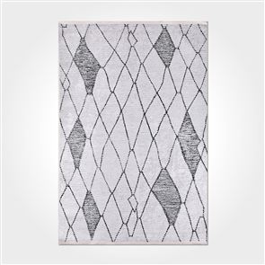 İskandinav Çizgi Desenli Açık Gri Baskılı Kilim - DKB3023