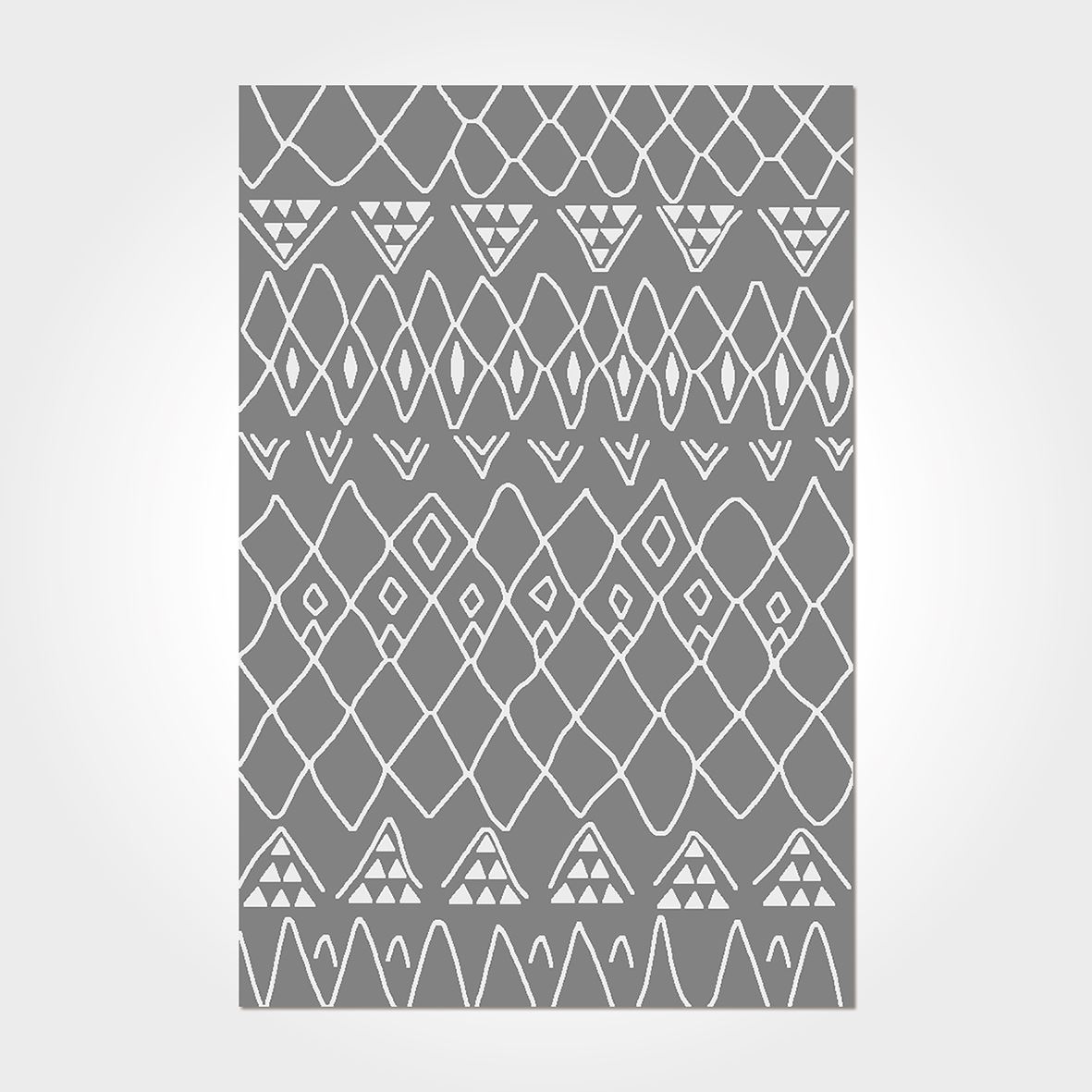 İskandinav Çizgi Desenli Otantik Gri Renkli Baskılı Kilim - DKB3042