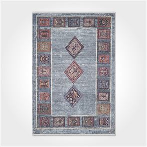 İskandinav Çizgi Desenli Otantik Kenar Bordürlü Baskılı Kilim - DKB3055