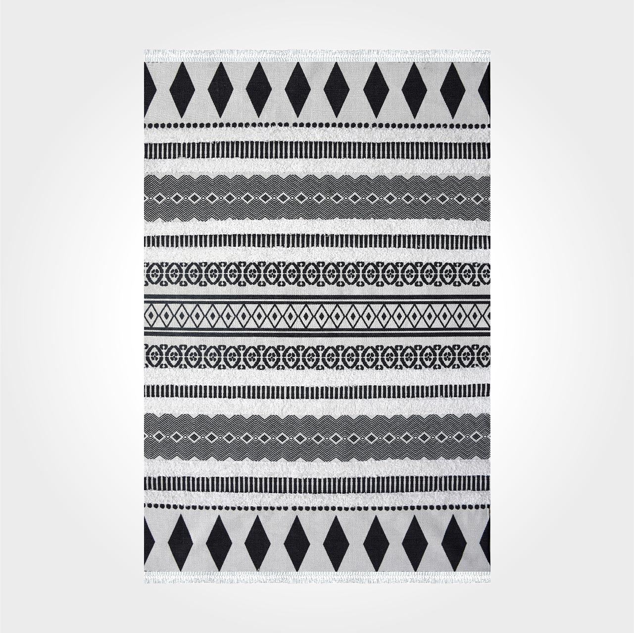 Siyah Beyaz Iskandinav Desen Kilim - DK84007