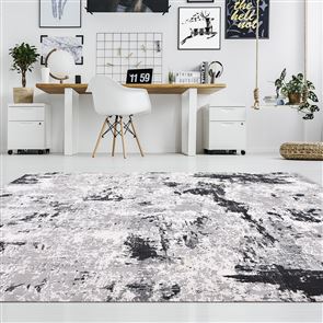 Siyah Gri Modern Toz Leke Tutmaz Halı - DK9402A
