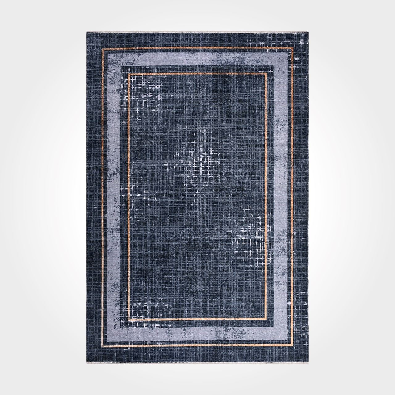 Lacivert Sarı Bordürlü Modern Kilim - DK85814