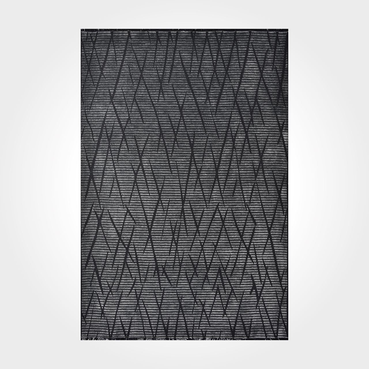 Siyah Antrasit Modern Çizgili Kilim - DK85830