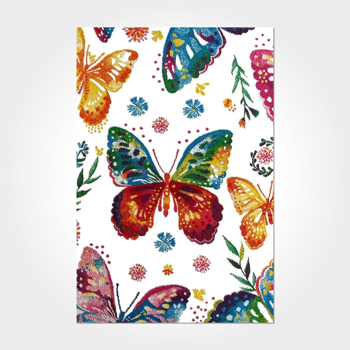 Multi Renkli Kelebek Desenli Çocuk Odası Baskılı Kilim - DKB6062