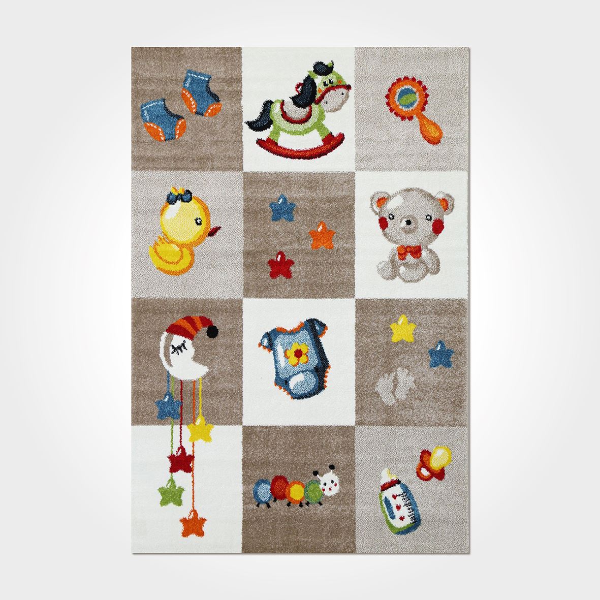 Koyu Renkli Desenli Çocuk Odası Baskılı Kilim - DKB6064