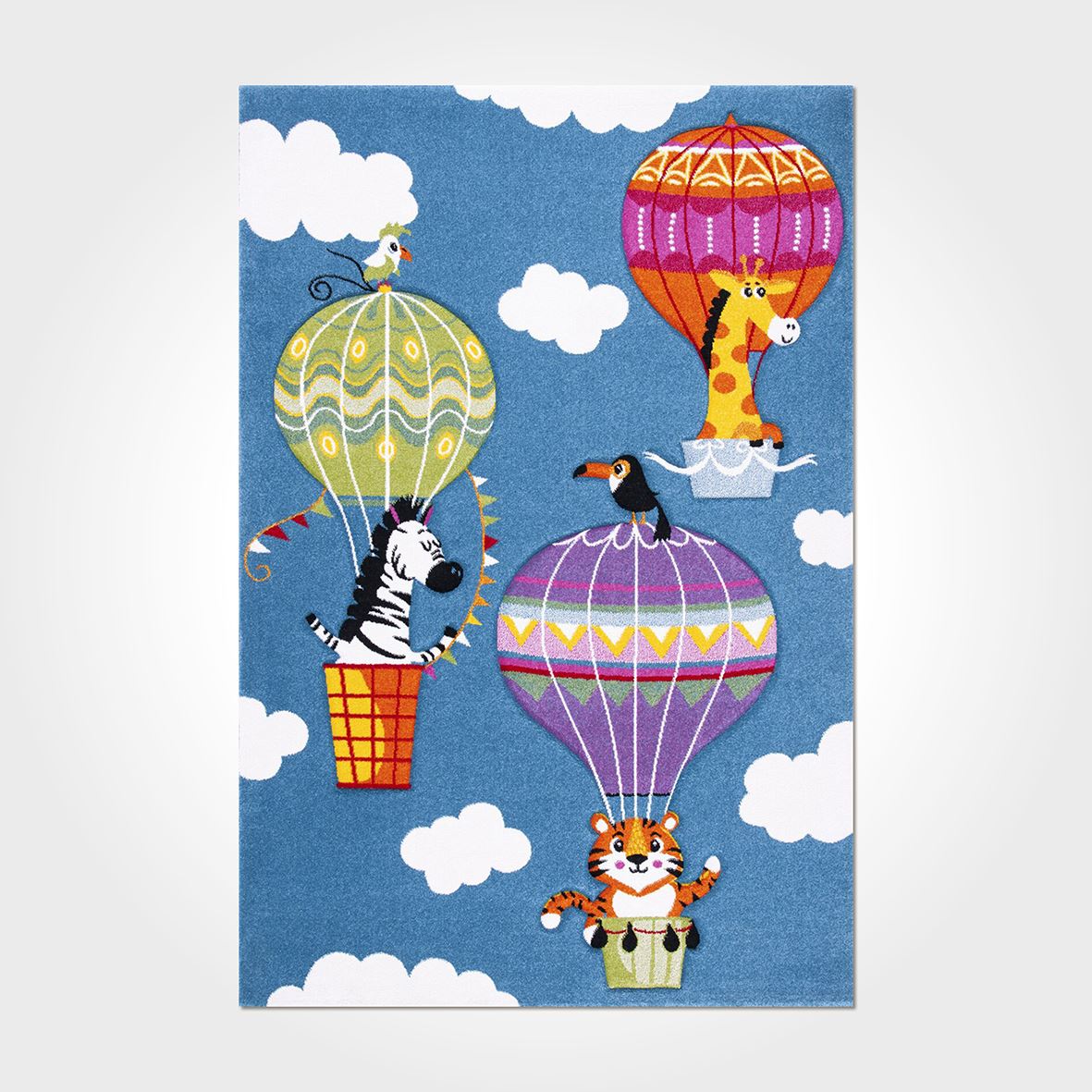 Mavi Renkli  Balon Desenli Çocuk Odası Baskılı Kilim - DKB6066