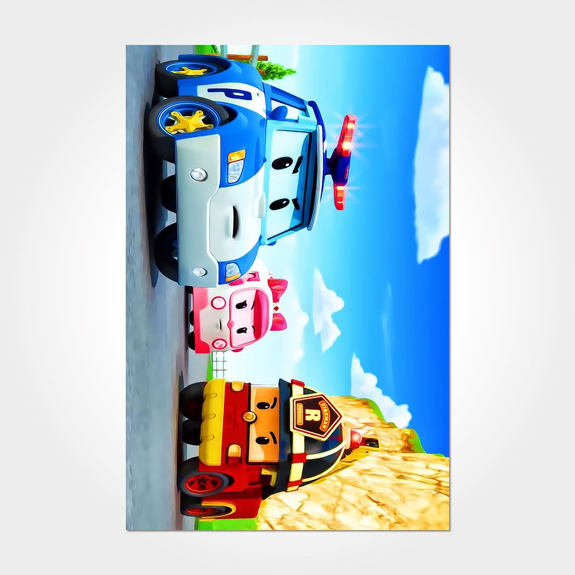 Mavi Renkli Araba Desenli Çocuk Odası Baskılı Kilim - DKB6067_2