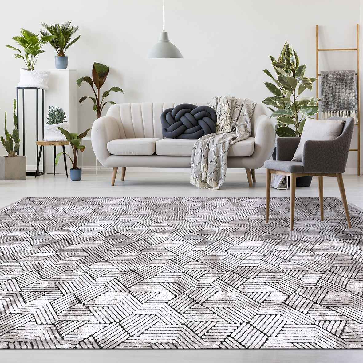 Gri Siyah Modern Toz Leke Tutmaz Halı - DK96556
