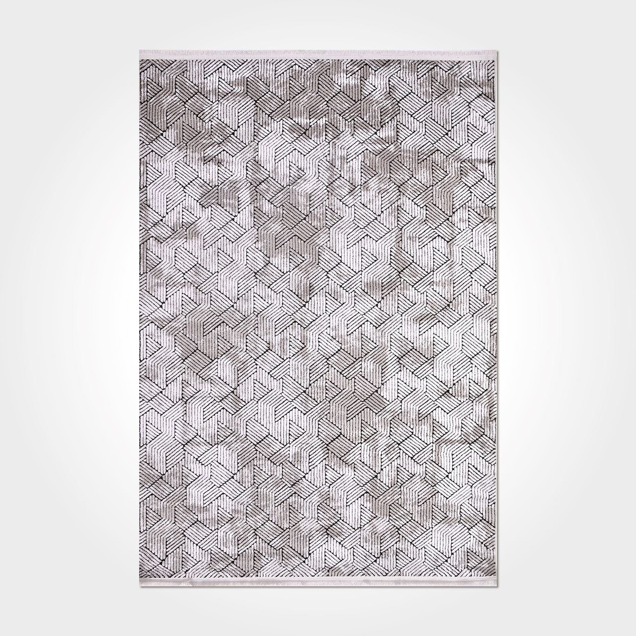 Gri Çizgi Desen Toz Leke Tutmaz Modern Halı - DK86556