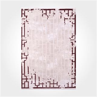 Krem-Bordo Modern Salon Halısı - DK97563