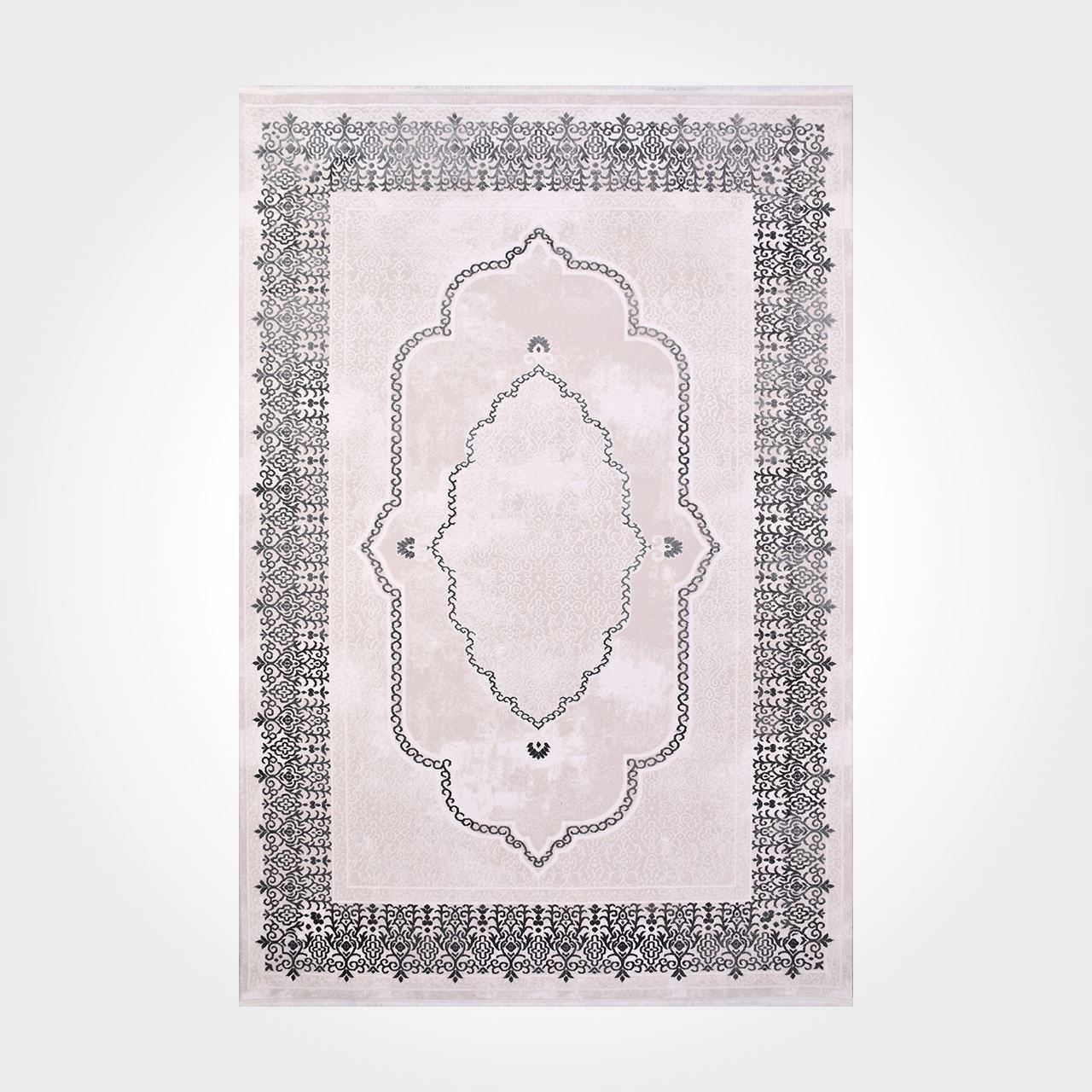 Krem-Siyah Modern Salon Halısı - DK97567