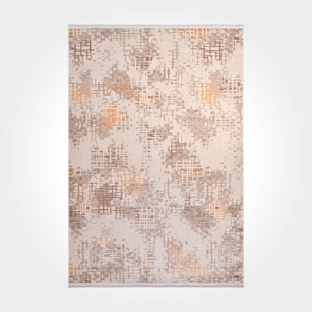 Krem Vizon Geometrik Desen Modern Halı - DK97716
