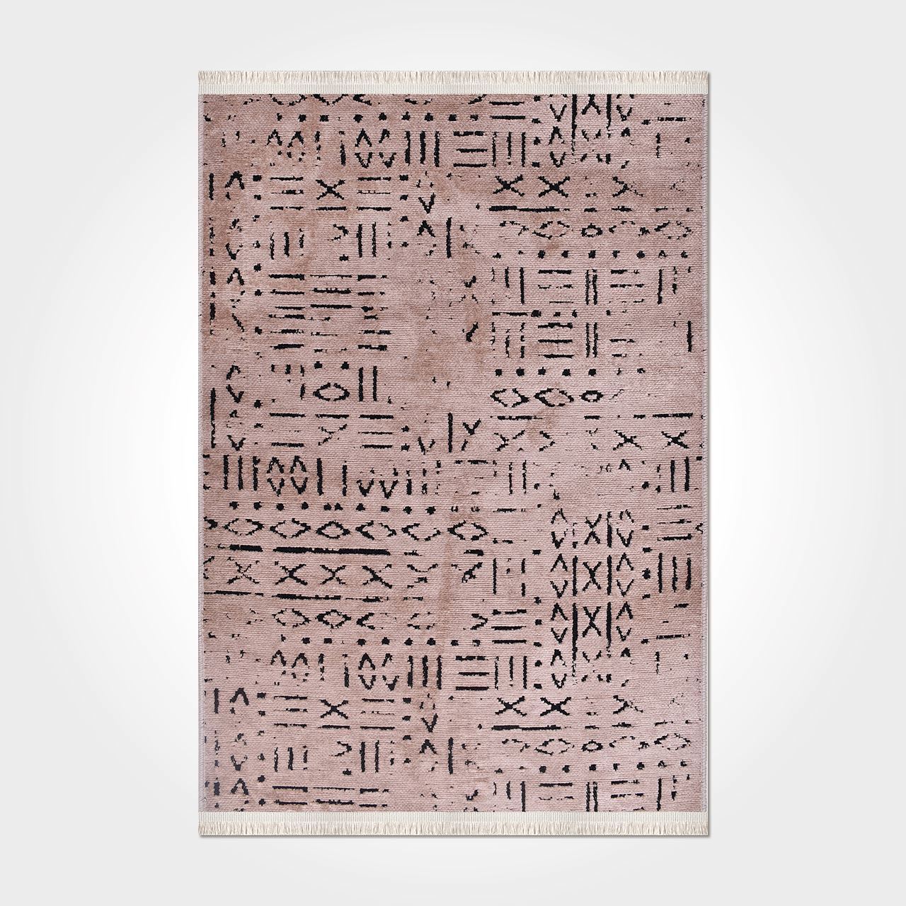 Dekozer Vizon Renk Kaymaz Tabanlı Kadife Dokulu Modern Kilim - DKD8011S