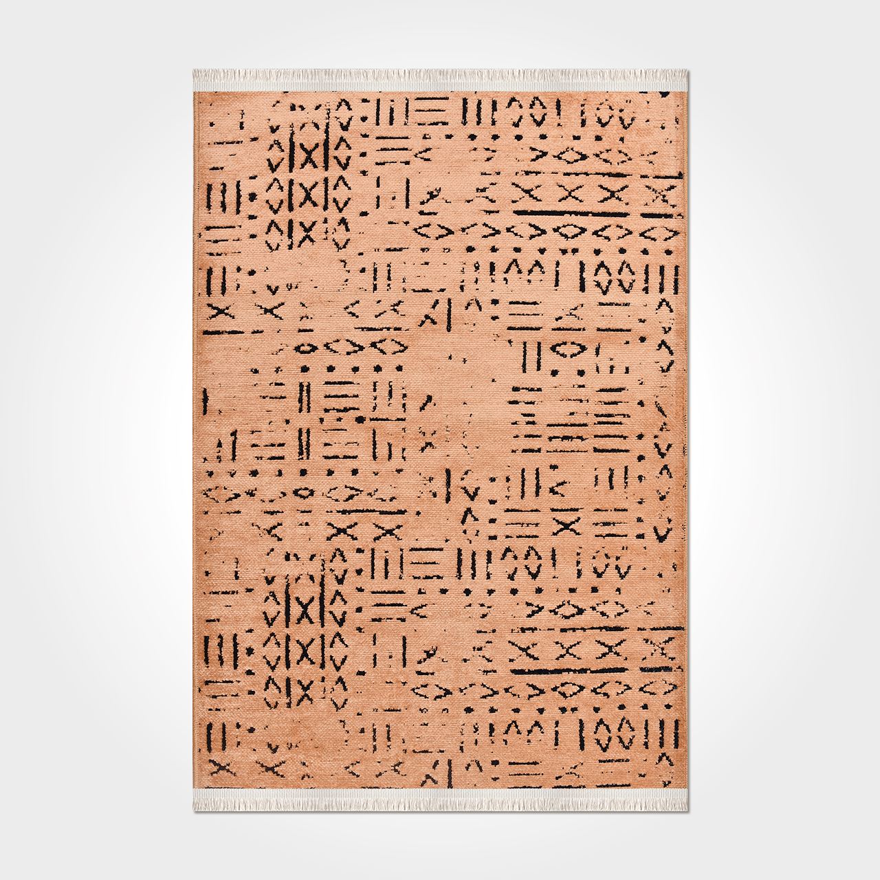 Dekozer Vizon Renk Kaymaz Tabanlı Kadife Dokulu Modern Kilim - DKD8013S
