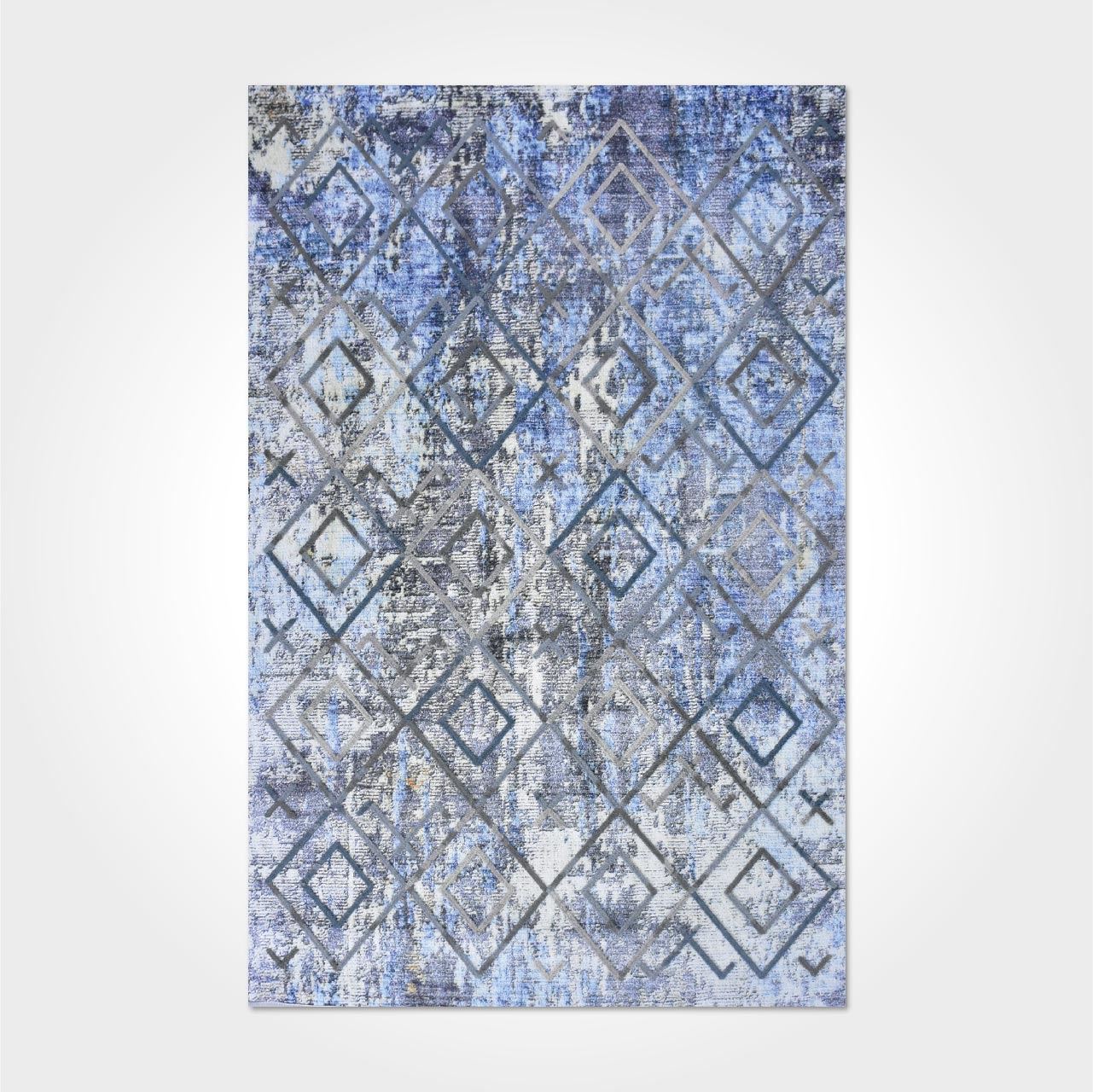 Mavi Geometrik Desen Modern Kilim - DK8801