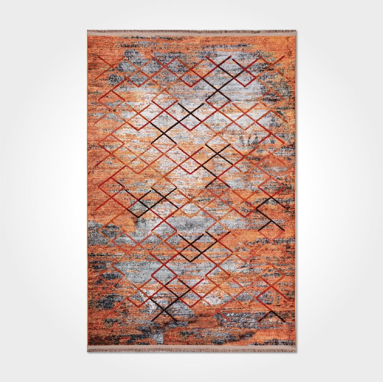 Sarı Geometrik Desen Modern Kilim - DK8802
