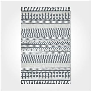 Antrasit Beyaz Etnik Desen Kilim - DK89204