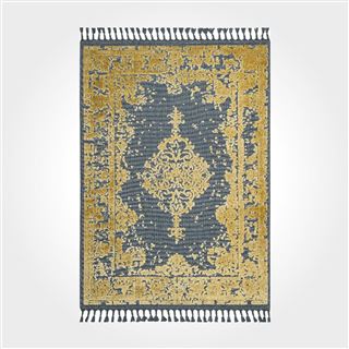 Sarı Antrasit Saçaklı Bordürlü Kilim - DK89208