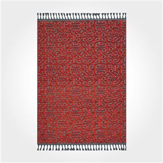 Dekozer Kırmızı Antrasit Saçaklı Modern Kilim DK89211