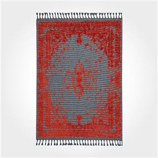 Kırmızı Antrasit Saçaklı Bordürlü Kilim - DK89212