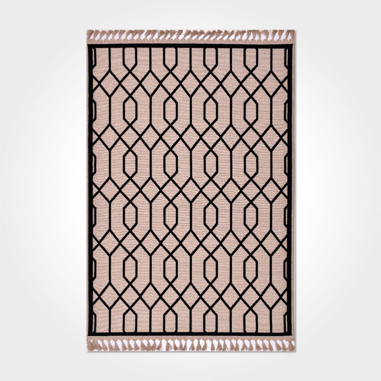 Jut Siyah Geometrik Desen Modern Kilim - DK89236