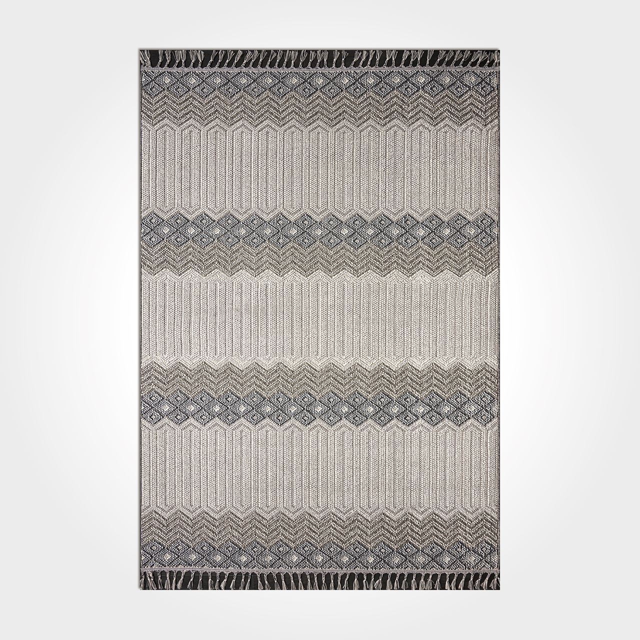 DEKOZER ETNİK DESENLİ KOLAY TEMİZLENİR HALI DK99965 MAVİ-GRİ