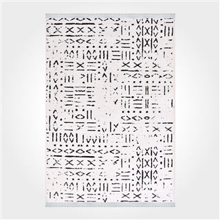 Dekozer Beyaz İskandinav Desen Kaymaz Tabanlı Pamuk Dokuma Kilim DK88018