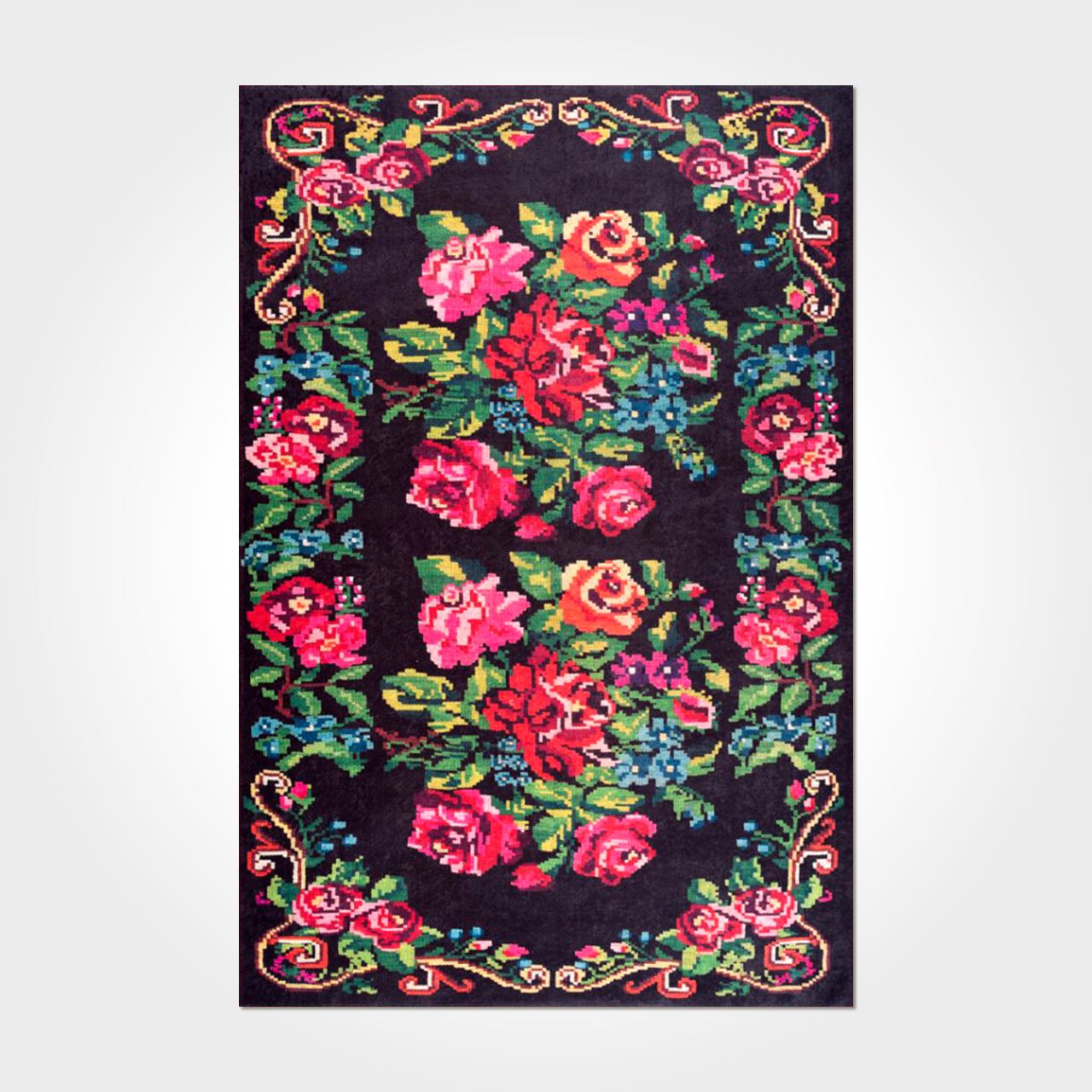 Dekozer Otantik Çiçekli Desen Toz Tutmaz Baskı Kilim DKB1326