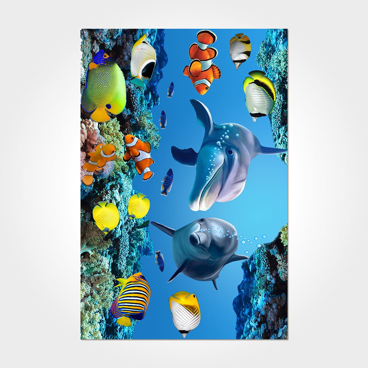 Dekozer Yunus Balığı Tasarımlı Dijital Baskı Kaymaz Taban Yıkanabilir Çocuk Odası Halısı  DKB6076