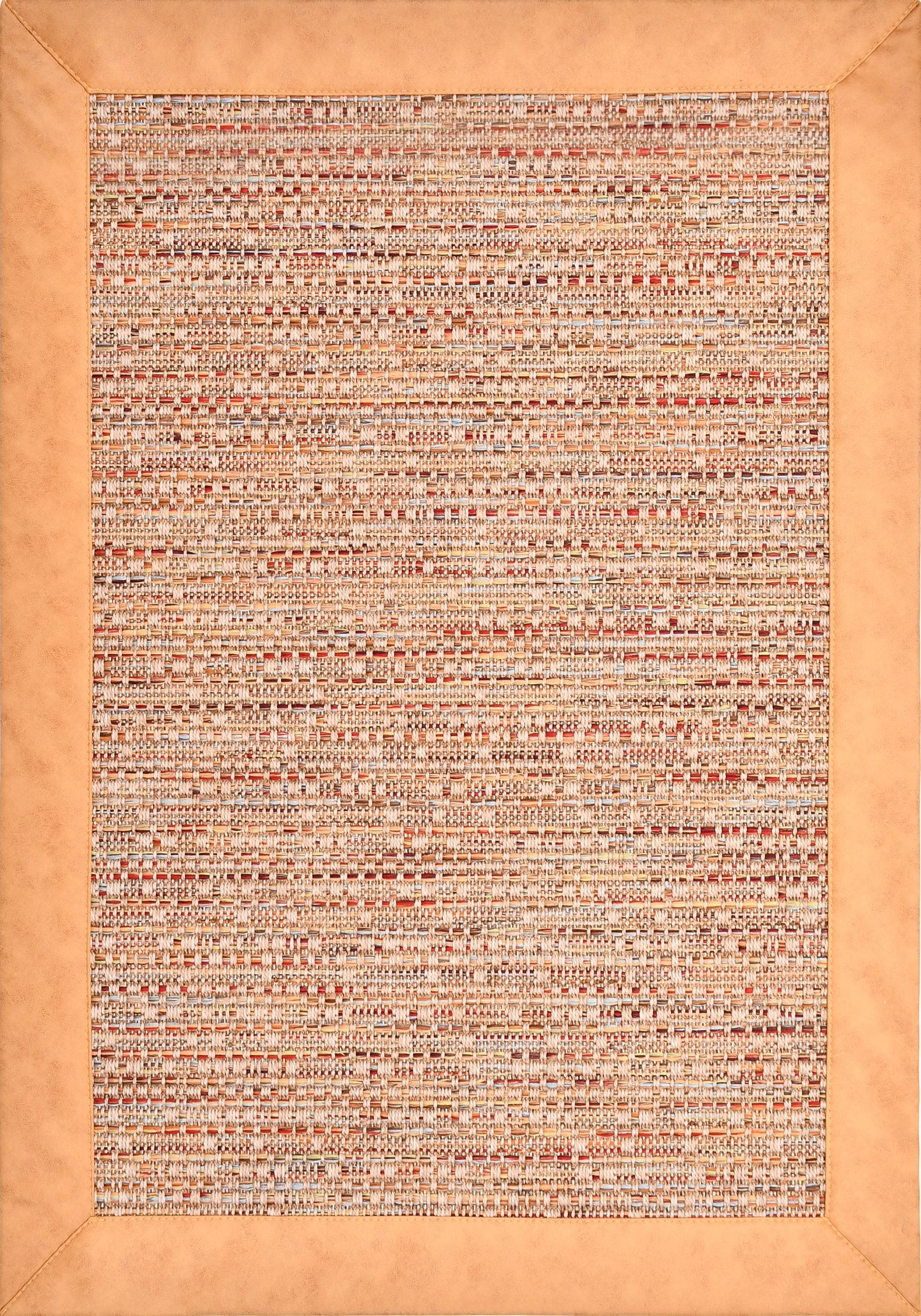 Açık Kahve Deri Bordürlü Sisal Halı  - DK1557