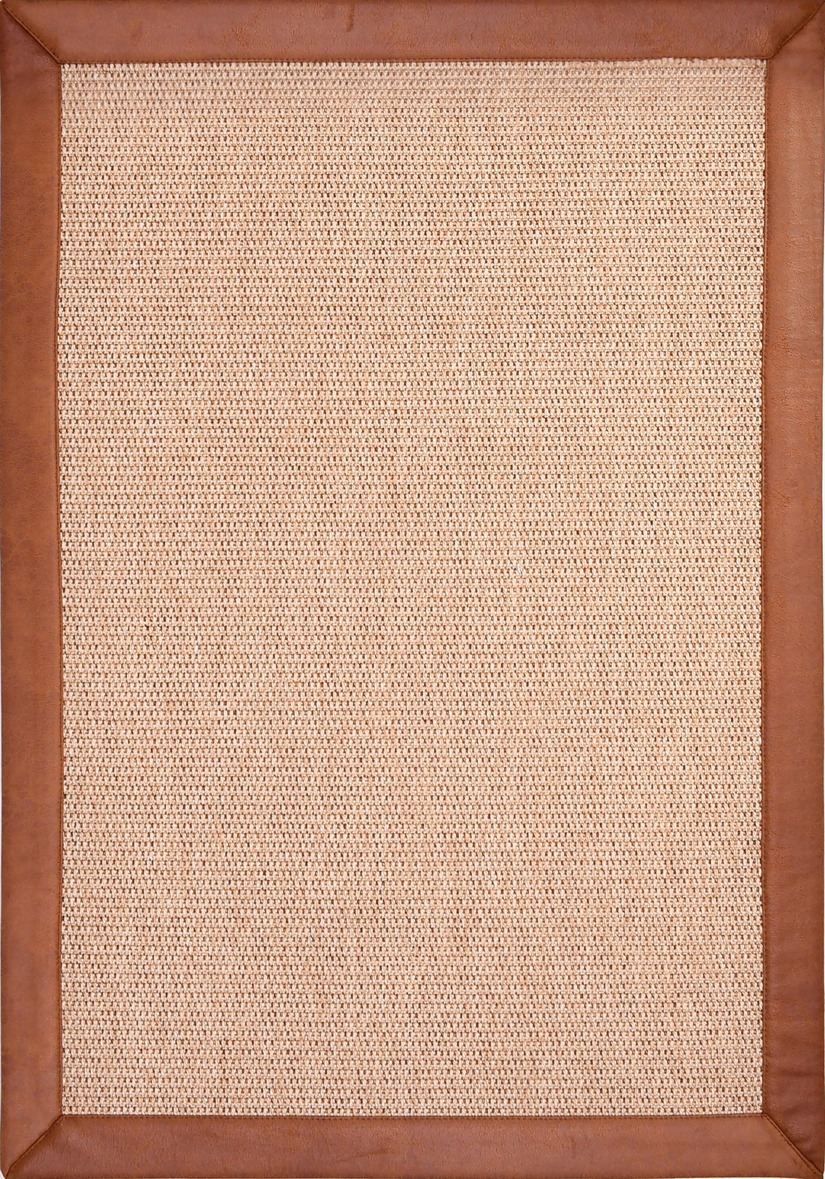 Kahve Deri Bordür Sisal Halı - DK1566