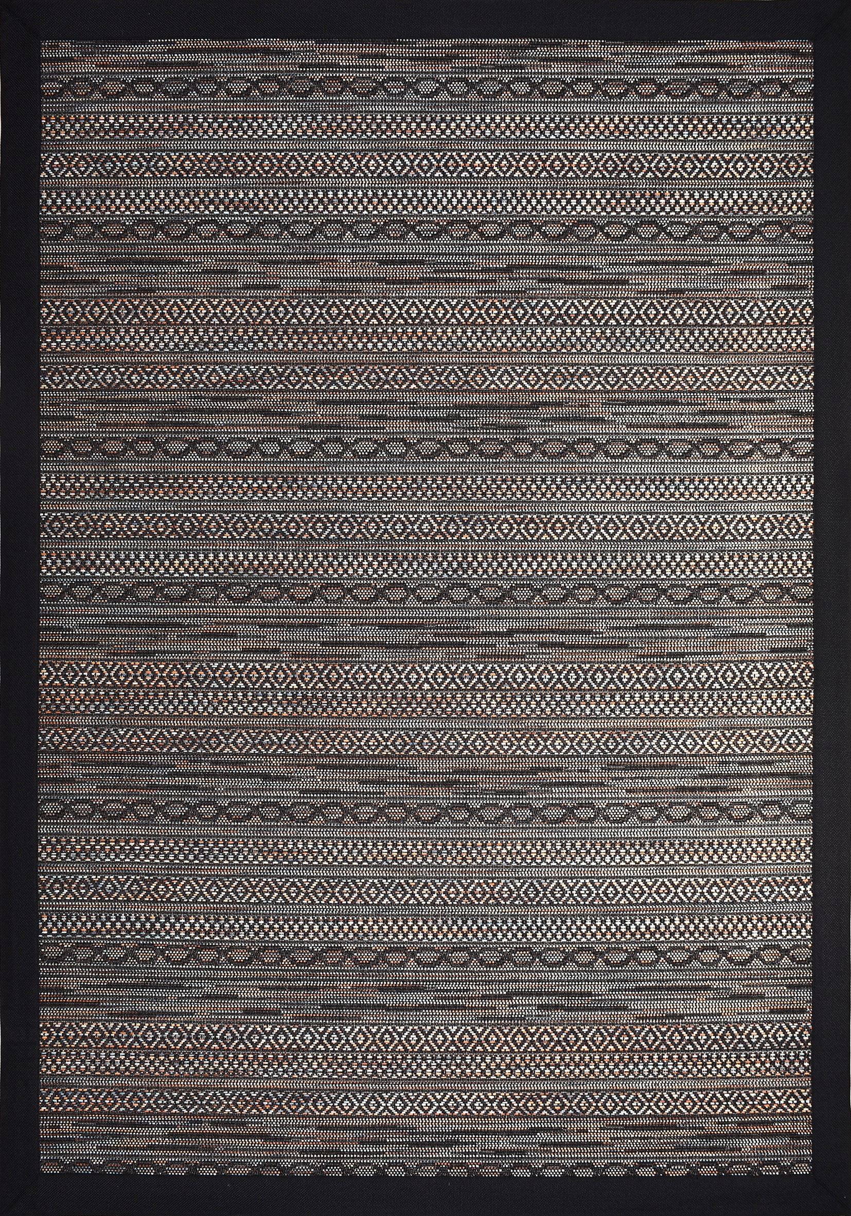 Siyah Keten Bordür Modern Sisal Halı - DK1563